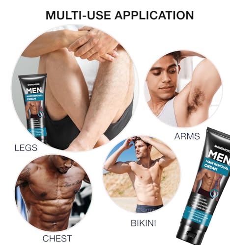 Image of Intimate Hair Removal Cream for Men: Effective Painless Flawless Soothing Depilatory Cream for arms legs chest and Pubic Area - Suitable for All Skin Types 4.2 OZ