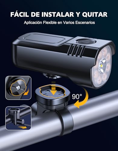 Rolgno Super Brillante Luces Bicicleta Delantera y Trasera, Luz Bicicleta Aleación de Aluminio Resistente, 8+7 Modos & Recargable USB, IP65 Impermeable Luces Bici para Conducción Noche/Camping/Montaña - imagen 8