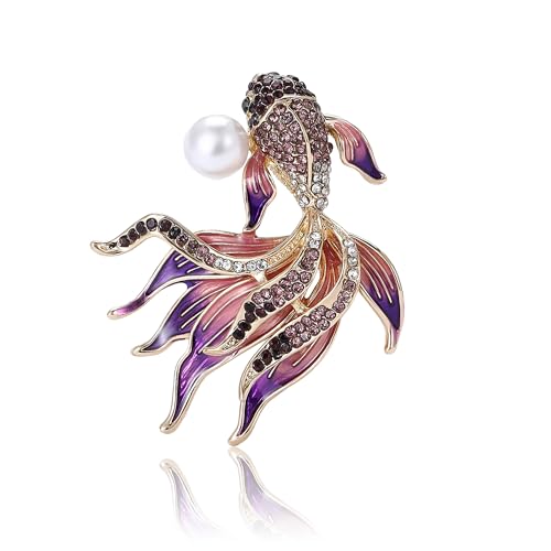 Image of Rhinestone Goldfish Brooches and Pins for Women Fashion Accessories Clothing Pins
