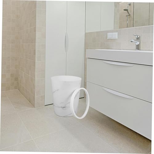 Poubelle de bureau marbrée blanche et corbeille compacte anti-glisse - 6