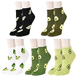 Benefeet Sox Womens Girls Fun Cute Avocado Ankle Socks - Novelty Funny Low Cut Kawaii Green Cotton Short Socks - Colorful Fruit Pattern - Avocado Gifts