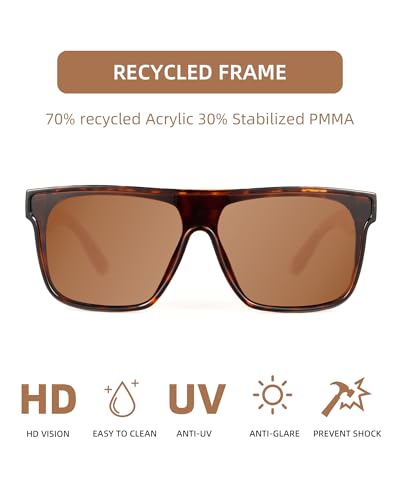 Image of GLINDAR Oversized Square Polarized Sunglasses for Men Women, One Piece Shield Shades UV400 Protection