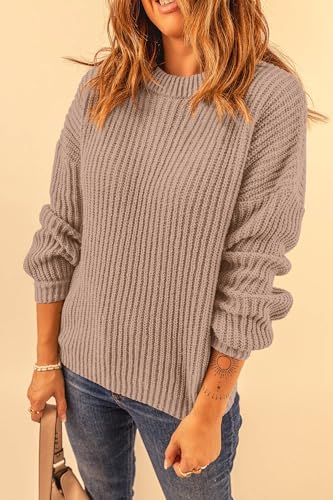 PRETTYGARDEN Fall Sweaters for Women 2025 Fashion Long Sleeve Casual Ribbed Knit Winter Clothes Pullover Jumper Tops