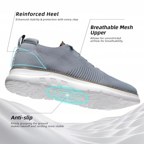 Image of Mens Oxfords Casual Fashion Slip on Shoes Dress Business Sneakers Mesh Work Comfortable Lightweight Soft Sole