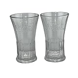 Hidd_ntr_asur_s Classic Glass Drinking Tumblers, Embossed Logo, Set of 2, Clear