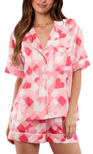 Image of Yiulangde Cowboys Boot Pajamas for Women Y2k 2 Piece Heart Bow Preppy Pjs Coquette Short Sleeve Shirts Matching Pj Shorts Set