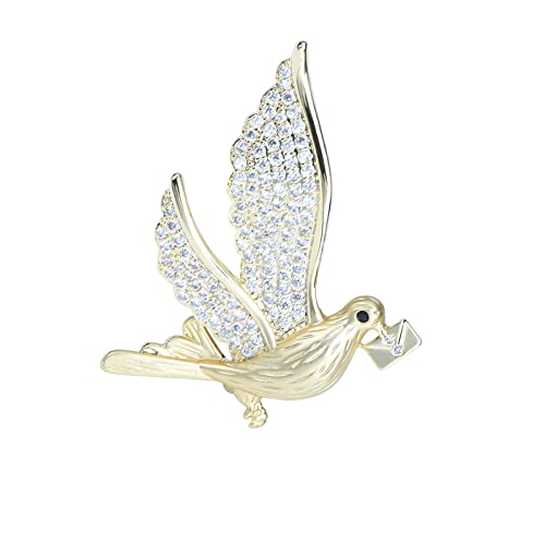 Broche colombe en laiton et strass le cadeau idéal symbole de paix