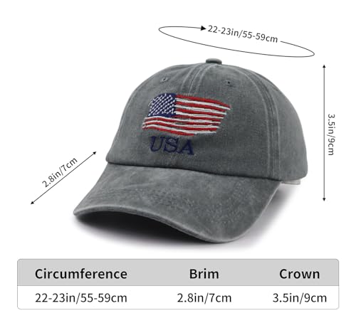 Image of American Flag Hats for Men Women, Embroidered Adjustable Cotton USA Baseball Cap