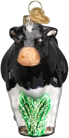 Old World Christmas Black Dairy Cow Glass Blown Ornament for Christmas Tree, Handcrafted Holiday Decoration, Farm Animal Collection - Image 2