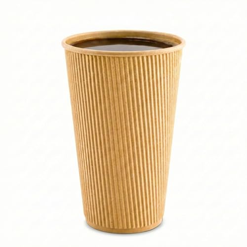 Restaurantware Coffee Cups 500 Pack of 16 oz Ripple Wall Insulated Coffee Cups Non-Slip Design Disposable Hot Beverage Drinkware For Cafe