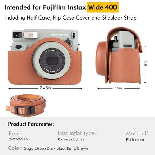 Funda protectora para cámara Fujifilm Instax Wide 400 retró marrón miniatura 2