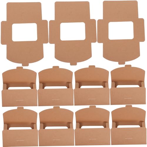 Gogogmee 50pcs Kraft Paper Card Boxes with Clear Window for Greeting Cards Invitations and Postcards Brown Kraft Packaging for All Occasions
