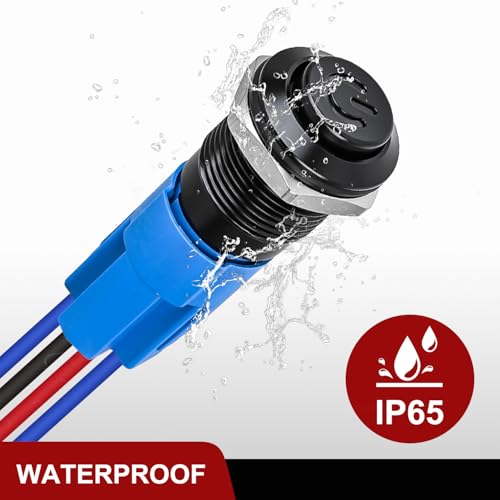 Image of Nilight 12mm Latching Push Button Switch 6pcs LED Blue Waterproof