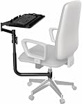 VIVO Office Chair Mounted 26 x 12 Inch Keyboard and Mouse Tray, Ergonomic Tilt, Full Motion 360 Degree Rotation, Black, MOUNT-KB18CP