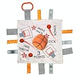 Baby Jack & Co 10x10” Basketball Sports Lovey Sensory Plush Blanket - Tag Toy for Developing Sense of Touch - Travel Stroller Toy w/BPA Free Clip - Learn Shapes, Letters & Colors - Sports Gift