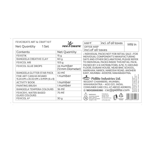 Fevicreate Art & Craft Kit | with Transparent Backpack | Value Pack with Crafting Essentials for Children | School Kit | Colours, Canvas, Activity Book, Glues | Gift for Boys & Girls Ages 5+ - Image 2