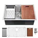 Davivy Undermount 22-inch Kitchen Sink Stainless Steel Workstation Sink 16 Gauge Handmade Sink Singl