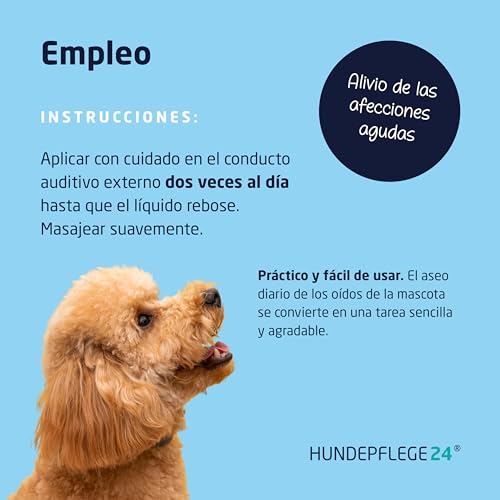 Miniatura 4 de Hundepflege24 Limpiador Oidos Perros Agudo - Potente Limpia Orejas Para Perros Con Otitis, Inflamación E Infecciones De Oído - Gotas Infección Oídos Perros Con Piroctona Olamina Y Aloe Vera 250ml