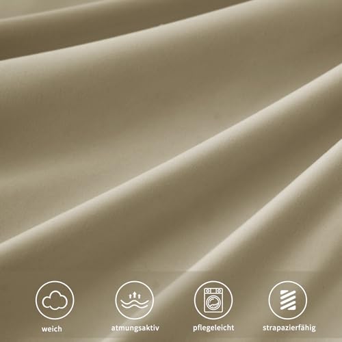 Tifschlaf Kissenbezug 80x80 2er Set - Kopfkissenbezug 80 x 80 Khaki mit Reißverschluss aus Mikrofaser Weich, 80x80cm Cappuccino Pillow Case – Ansicht 6