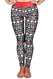 Women's Christmas Ugly Santa Leggings Tights Pants Xmas Black One Size