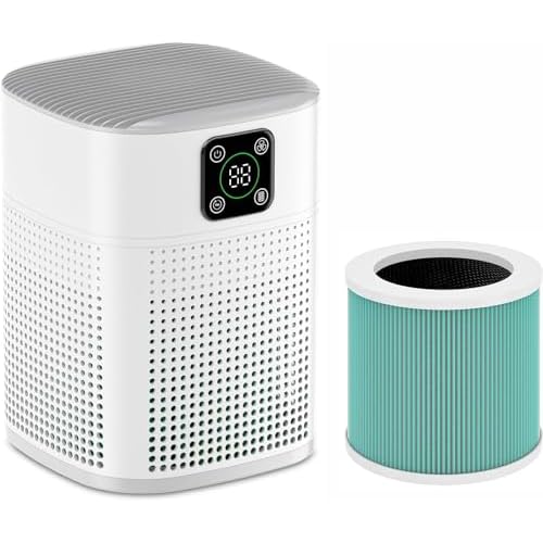 Air Purifiers for Bedroom, Honeyuan H13 HEPA Air Purifier for Home Large Room 600 sqft, Air purifiers with 360°Air Intake, 3 Fan Speeds, 3-Stage Filtration, White
