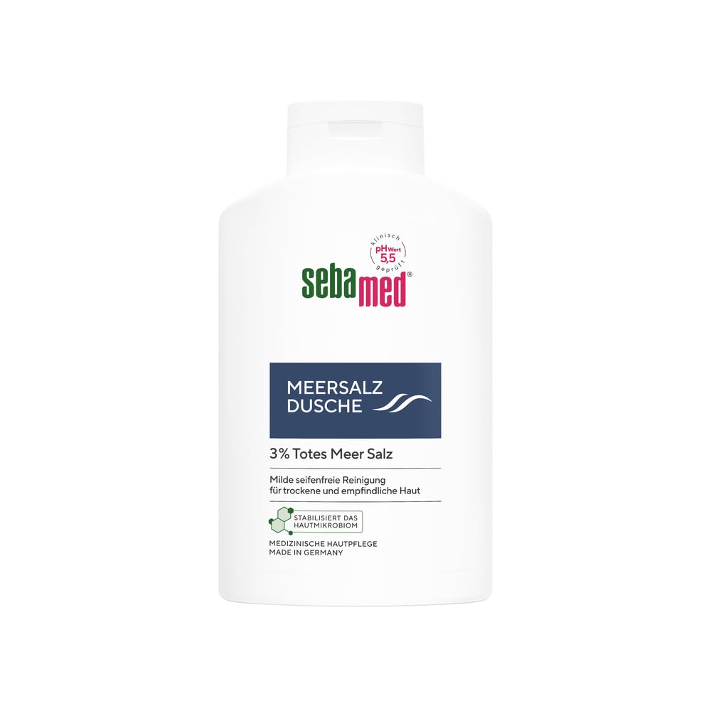 SEBAMED Meersalz Dusche 400 ml, Duschgel für Männer und Frauen, mit original totem Meersalz, seifenfreie Reinigung für empfindliche und trockene Haut