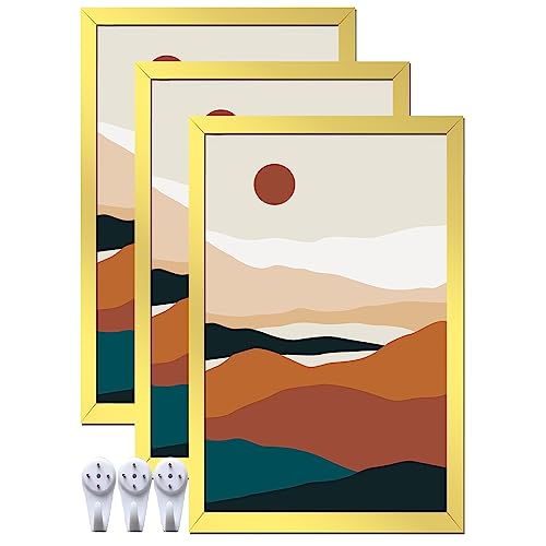 ijuerybai Gold Bilderrahmen, 28 x 43 cm, hochtransparent, für 28 x 43 cm große Fotocollage, Leinwand, Poster… – Ansicht 1