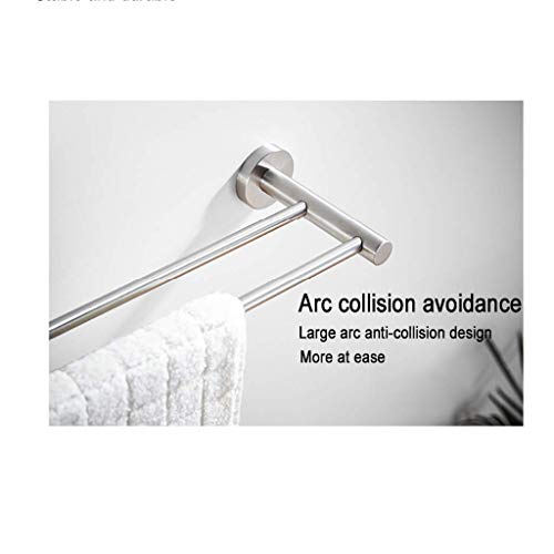 Porte-serviettes double de 55 cm en inox brossé avec support mural - 4