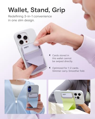 Image of MOFT Magnetic Wallet Stand Compatible with iPhone 17 /16 /15 /14 /13 /12 Series, Angle Adjustment & Magsafe Compatible MOVAS Phone Stand,Peach Pink