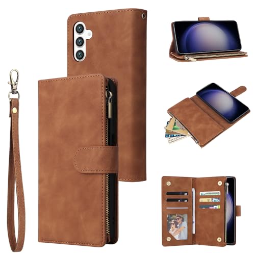 Étui Samsung Galaxy A37 5G QLTYPRI housse portefeuille premium en cuir PU antichoc marron