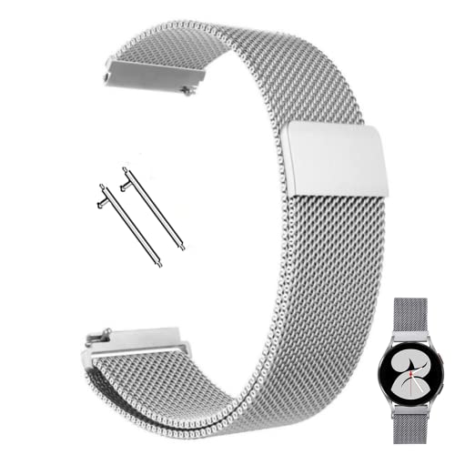 Mislanee 20mm Magnetic Metal Watch Band Stainless Steel Strap,Compatible for Samsung Galaxy Active 2 44mm 40mm & 3 41mm 42mm etc, Silver