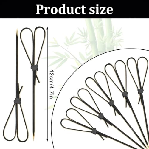 Image of Somani Decorative Bamboo Cocktail Picks Black Heart Loop | Bamboo Strip Heart Topper Food Picks for Appetizers, Drinks & Garnish | Cafe, Lounge, Bakery, Catering & Home Entertaining | Pack of 100