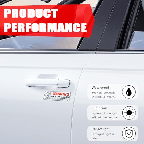Image of 3PCS 1.6 x 3.2 Inch Warning GPS Alarm System Car Stickers, Automotive Decals, Self Adhesive Car Warning Stickers, Vinyl Car Window S tickers Car Exterior Accessories Universal for SUV Van
