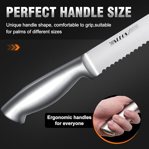 Walfos Bread Knife, Stainless Steel Serrated Bread Slice Knife, Ultra-Sharp, One-Piece Design Ergonomic Handle and 8-Inch Blade, Ideal for Slicing Bread, Bagels, Cake by Walfos - Image 6