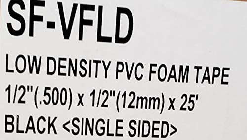 Image of Adhesive Foam Tape, Low Density Sound Proof Insulation Closed Cell Foam Seal Weather Stripping W 1 /2 inch(.500) x T 1 /2 inch(12 mm) x 25' Pack of 1 ROLL