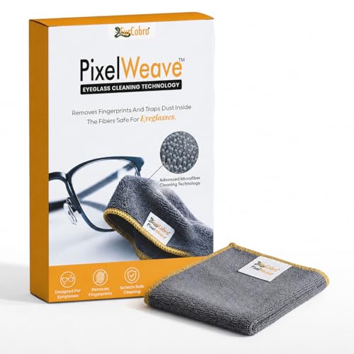 FurCobra PixelWeave™ Eyeglasses Microfiber Cleaning Cloth | Looped Fibers Trap Dust & Oil – Flat Microfiber Just Smears | Washable & Reusable Cleaning for Eye Glasses | Pocket Size for Daily Use