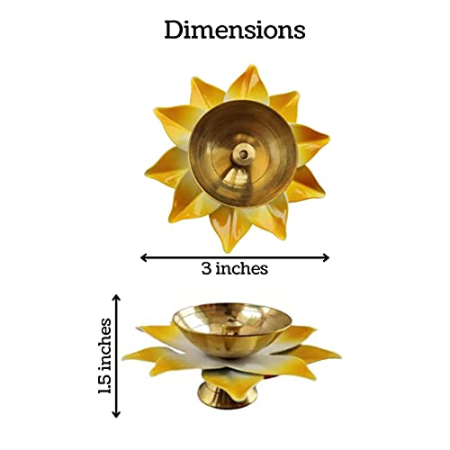 Image of Sanvatsar Metal Diya Lotus Design Set of 6 Oil lamp Deepak, Navaratri Gift Diwali Gift Corporate Gift Home Decor Item in Diwali Pooja