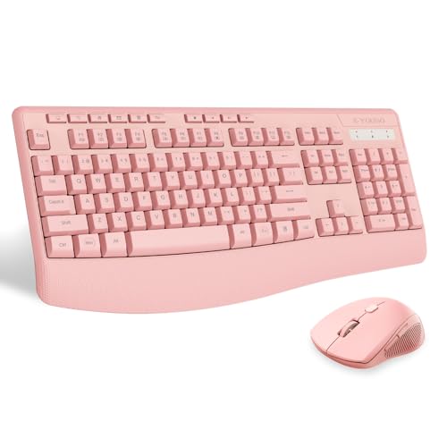 Image of Wireless Keyboard and Mouse Combo, Full Size Ergonomic with Wrist Rest