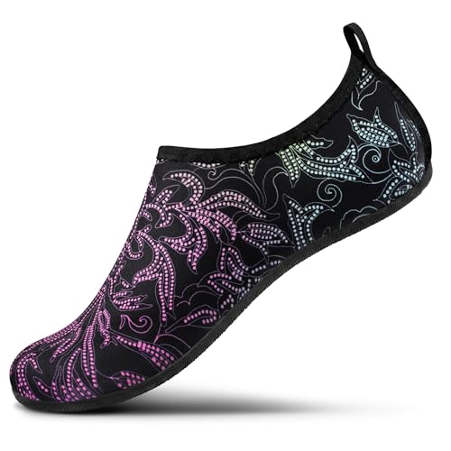 Image of SEEKWAY Water Shoes Women Men Adult Quick-Dry Aqua Socks Barefoot Non Slip for Beach Swim River Pool Lake surf Black SK002(U)