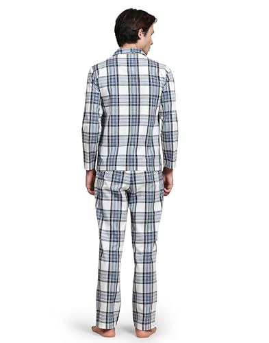 Image of B STORIES Men's 100% Cotton Full Sleeve PJ Set - Checkered Nightwear Set | Soft Loungewear | Comfortable Sleepwear | Stylish Casual Home Wear Shirt & Pant (S-XXL)
