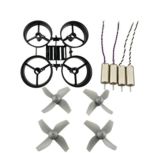 Upgraded Spare Parts Motors Propellers Props with Frame for JJRC H36 Tiny Whoop Eachine E010 Blade Inductrix Micro Drone Parts (Black-Gray)