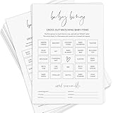 Baby Shower Games, Bingo, Pre-Filled, 50 Different Cards, Minimalist