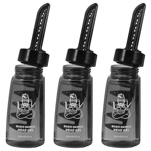VALICLUD Botella de Gel Cabello Vacía con Peine Aplicador 3 Piezas de 260 Ml Material Plástico Duradero Diseño Compacto y Portátil para Peluqueros y Estilistas Masculinos