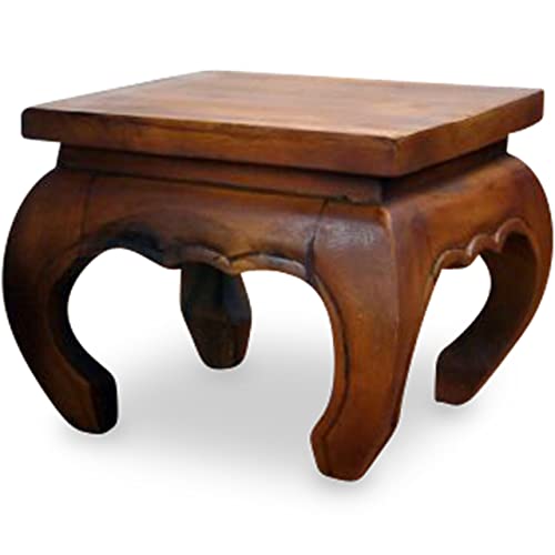 livasia Opiumtisch aus Massivholz – 30x30x24cm – Handgeschnitzter Beistelltisch Holz aus Thailand, Nachhaltig, Robust und Ästhetisch, Setzt Exotische Akzente als Kleiner Tisch (Braun)