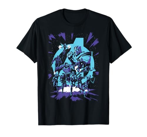 T-shirt Marvel Avengers original motif graphisme super héros vs Thanos noir homme