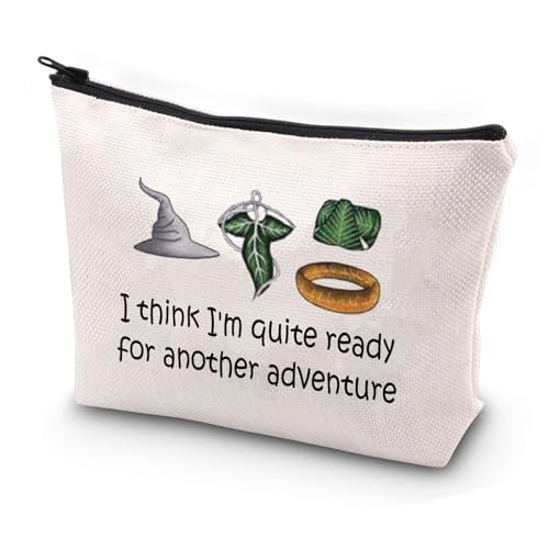 PXTIDY Movie Gift I Think I'm Quite Ready for Another Adventure Movie Merch Makeup Bag Lord for Fans, Beige, One_Size