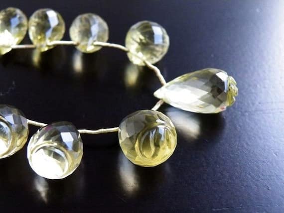 Quartz Citron véritable briolette taillée 23mm pierre fine goutte pour bijou DIY
