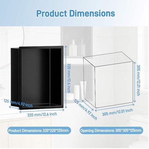 Étagère de douche encastrée étagère murale acier inoxydable moderne - 3