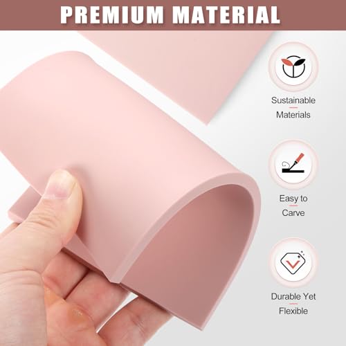 Image of Bobblebro Linoleum Blocks for Printmaking Supplies - 12PCS 4 inchx6 inchRubber Linocut Block Printing Kit for Stamp Carving, Soft Relief Printing Linoleum for DIY Crafts & Art Projects
