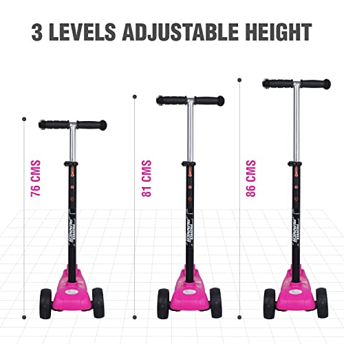 Image of R For Rabbit Road Runner Lite Skate Scooter for Kids of Age 3 to 14 Years Age,Kids Scooter with 3 Adjustable Height, Foldable, LED PU Wheels & Weight Capacity 50 kgs Kick Scooter with Brakes(Pink)